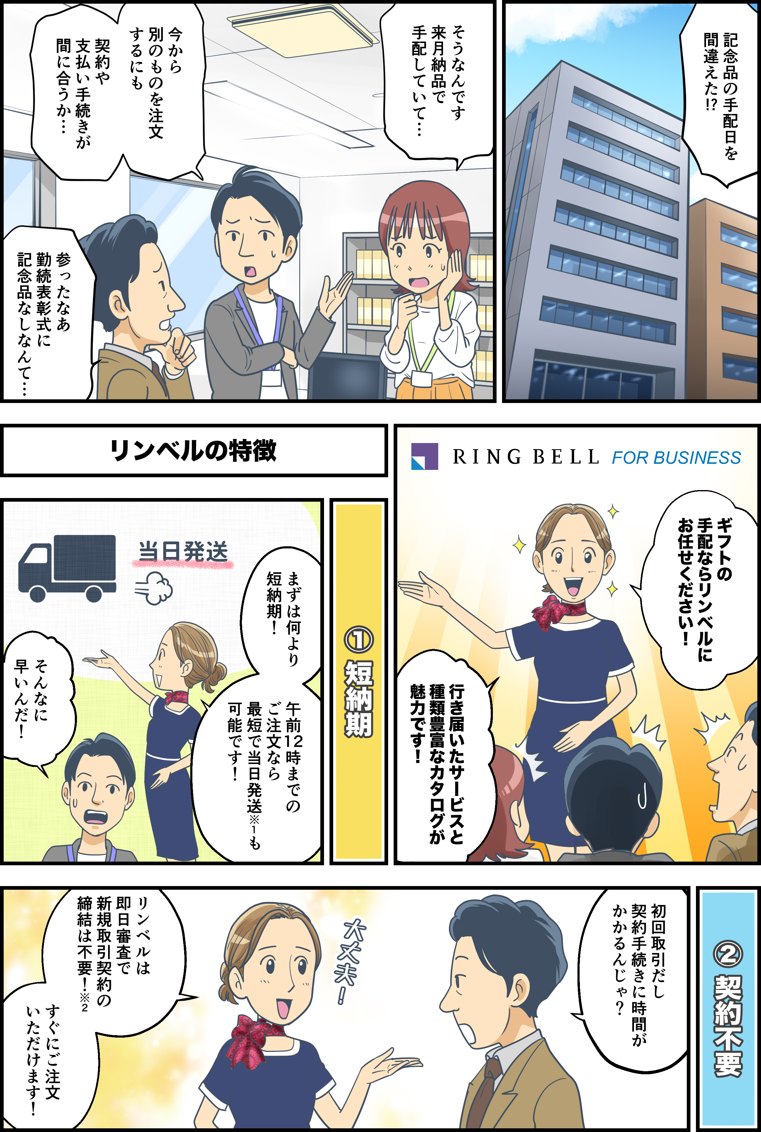 リンベルの特徴①短納期　②契約不要